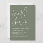 Handgeschriebenes Skript Taupe Green Brautparty Einladung (Vorderseite)