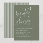 Handgeschriebenes Skript Taupe Green Brautparty Einladung (Vorne/Hinten)