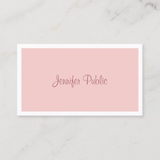 Handgeschriebenes Skript Trendy Modern Blush Pink  Visitenkarte (Vorderseite)