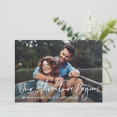 Handgeschriebenes Skript Unser Abenteuer beginnt F Save The Date (Stehend Vorderseite)