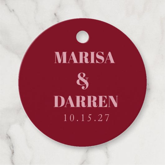 Handgeschriebenes Skript Whimsical Pink Custom Wed Geschenkanhänger (Vorderseite)