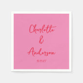 Handgeschriebenes Skript Whimsy Rosa Custom Weddin Serviette (Vorderseite)