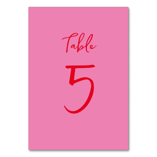 Handgeschriebenes Skript Whimsy Rosa Custom Weddin Tischnummer (Vorderseite)