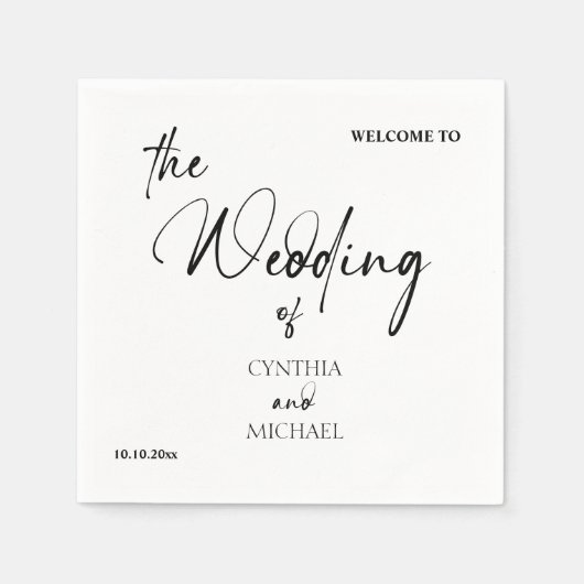 Handgeschriebenes Skript 'Willkommen bei unserer H Serviette (Vorderseite)