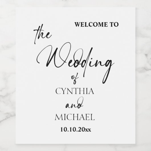 Handgeschriebenes Skript 'Willkommen bei unserer H Weinetikett (Einzelnes Label)