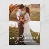 Handgeschriebenes Skript Wir Got Verheiratetes Fot Postkarte (Vorderseite)