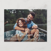 Handgeschriebenes Skriptabenteuer beginnt Save the Postkarte (Vorderseite)