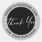 Handgeschriebenes Skriptgeschäft dank Graupapier Runder Aufkleber (Vorderseite)