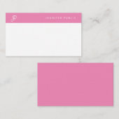 Handgeschriebenes Skriptmonogramm, Hot Pink, Weiß Mitteilungskarte (Vorne/Hinten)