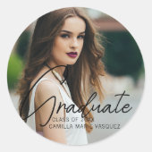 Handgeschriebenes Skriptüberlagerungs-Foto für Chi Runder Aufkleber (Vorderseite)