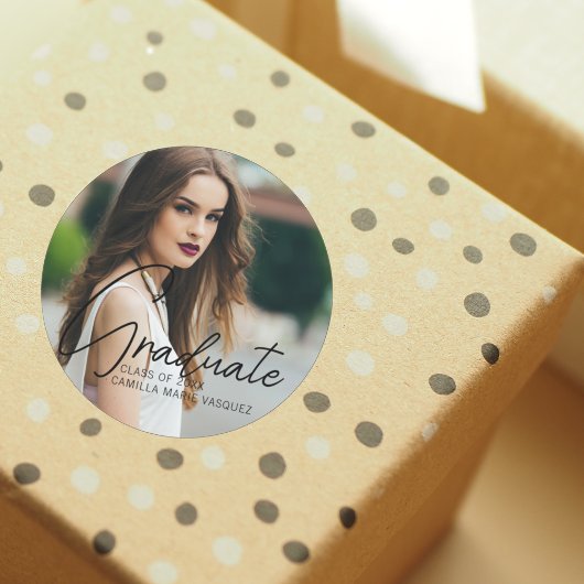 Handgeschriebenes Skriptüberlagerungs-Foto für Chi Runder Aufkleber