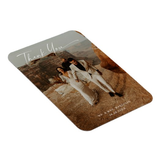 Handgeschriebenes SkriptWedding-Foto Danke-Card Magnet (Rechte Seite)