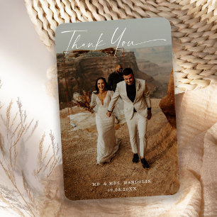 Handgeschriebenes SkriptWedding-Foto Danke-Card Magnet