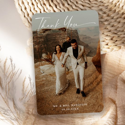 Handgeschriebenes SkriptWedding-Foto Danke-Card Magnet