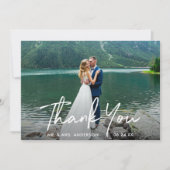 Handgeschriebenes SkriptWedding-Foto Dankeskarte (Vorderseite)