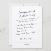 Handgeschriebenes Skriptzertifikat für die Echthei Einladung (Vorderseite)