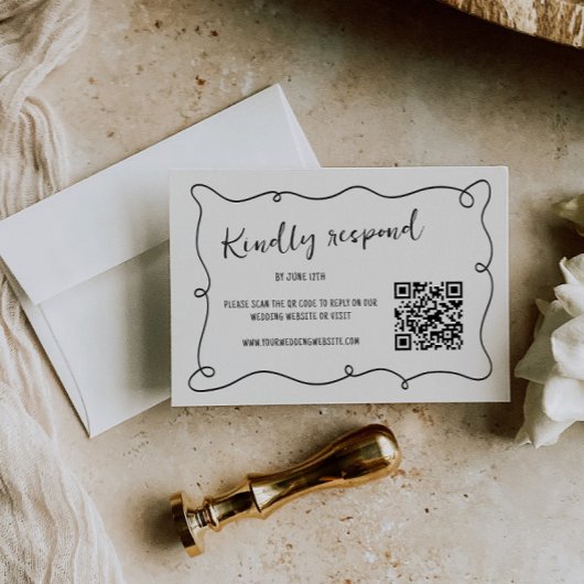 Handgeschriebenes Squiggle Frame Wedding RSVP Karte