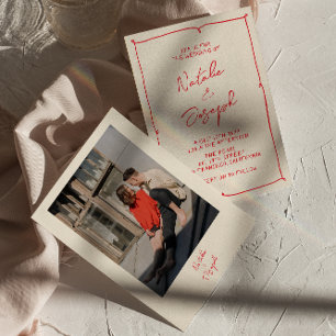 Handgeschriebenes Vintages farbiges Foto Moderne H Einladung