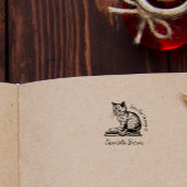 Handgeschriebenes Vintages Katzen-Bibliothek Gummistempel