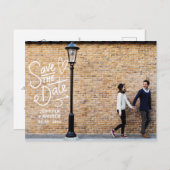 Handgeschriebenes Wandskript Save the Date Foto Postkarte (Vorne/Hinten)