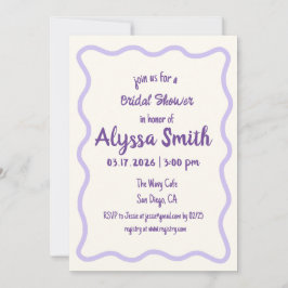 Handgeschriebenes Wavy Border Lavender-Brautparty Einladung