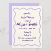 Handgeschriebenes Wavy Border Lavender-Brautparty Einladung (Vorne/Hinten)