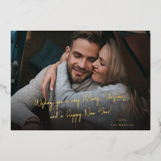 Handgeschriebenes Weihnachts- oder Feiertagshaus-F Folieneinladung (Vorderseite)