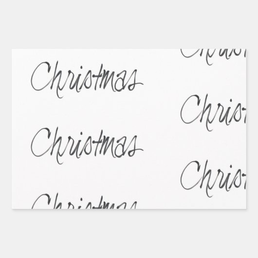 Handgeschriebenes Weihnachtsfest in Schwarz Geschenkpapier Set (Vorderseite)