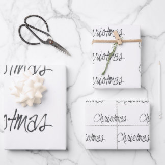 Handgeschriebenes Weihnachtsfest in Schwarz Geschenkpapier Set
