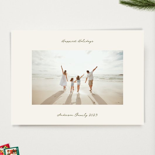 handgeschriebenes Weihnachtsmoos, grün, beige Foto Feiertagskarte