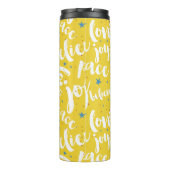 Handgeschriebenes weißes Textdesign Thermosbecher (Rückseite)