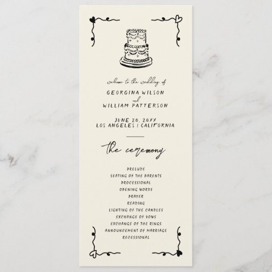 Handgeschriebenes Whimsical-Flachprogramm Programm (Vorderseite)