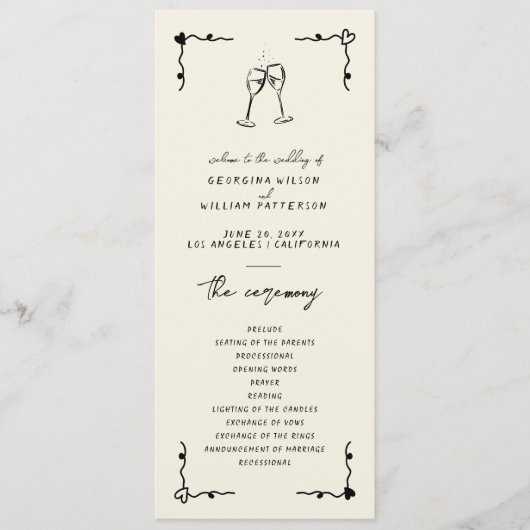 Handgeschriebenes Whimsical-Flachprogramm Programm (Vorderseite)