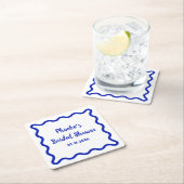 Handgeschriebenes Whimsical Wavy Border Brautparty Rechteckiger Pappuntersetzer (Vor Ort)