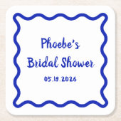 Handgeschriebenes Whimsical Wavy Border Brautparty Rechteckiger Pappuntersetzer (Vorderseite)