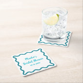 Handgeschriebenes Whimsical Wavy Border Brautparty Rechteckiger Pappuntersetzer (Vor Ort)