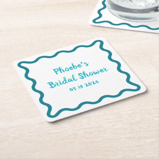 Handgeschriebenes Whimsical Wavy Border Brautparty Rechteckiger Pappuntersetzer (angewinkelt)