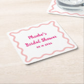 Handgeschriebenes Whimsical Wavy Border Brautparty Rechteckiger Pappuntersetzer (angewinkelt)