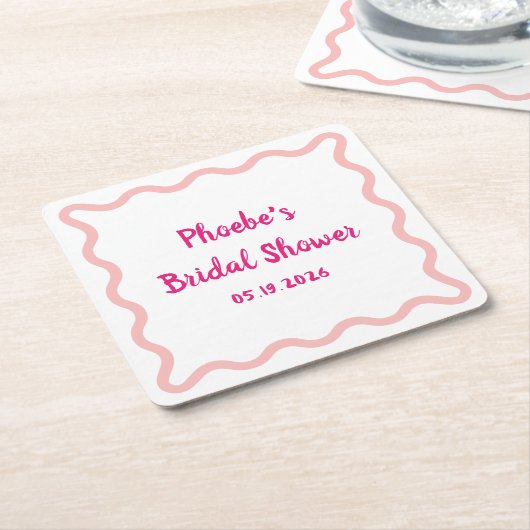 Handgeschriebenes Whimsical Wavy Border Brautparty Rechteckiger Pappuntersetzer (angewinkelt)