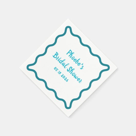 Handgeschriebenes Whimsical Wavy Border Brautparty Serviette (Ecke)