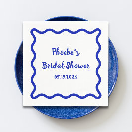 Handgeschriebenes Whimsical Wavy Border Brautparty Serviette