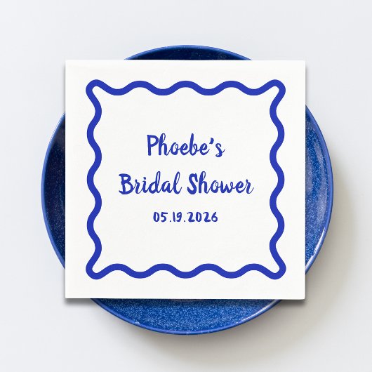 Handgeschriebenes Whimsical Wavy Border Brautparty Serviette