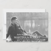 Handgeschriebenes White Script-Save the Date-Foto Magneteinladung (Vorderseite)