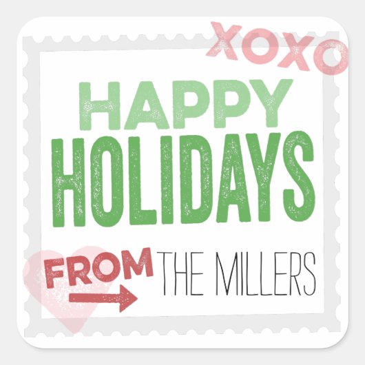 Handgestempelte Aufkleber für Feiertage (Vorderseite)