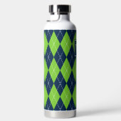 Handgestickt Argyle - Limette & Marine Monogramm Trinkflasche (Rechts)