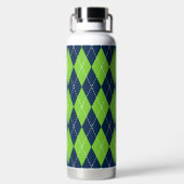 Handgestickt Argyle - Limette & Marine Monogramm Trinkflasche (Rückseite)