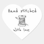 Handgestickt mit Liebe Herz-Aufkleber (Vorderseite)