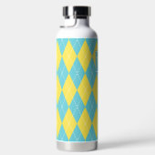 Handgesticktes Argyle - Gelb & Türkis Monogramm Trinkflasche (Rechts)