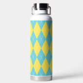 Handgesticktes Argyle - Gelb & Türkis Monogramm Trinkflasche (Rückseite)