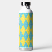 Handgesticktes Argyle - Gelb & Türkis Monogramm Trinkflasche (links)